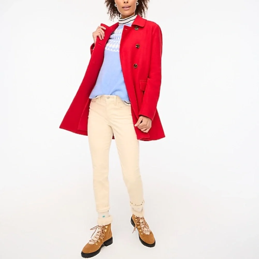 J. Crew Double-Breasted Red Wool Coat - Picture 11 of 12